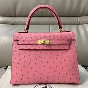 Imitation Hermes Kelly 25cm Handmade Bag In Terre Cutie Ostrich Skin HMSOX8KGJ0K