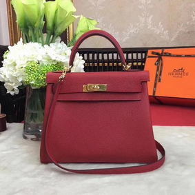 Imitation Hermes Kelly 32cm Shoulder Bag TOGO Leather KY32 Red HMS240E9P92
