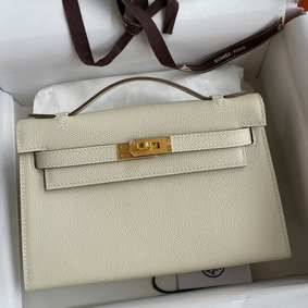 Hermes Kelly Pochette Handmade Bag In Craie Epsom Calfskin HMSWX95FJF0