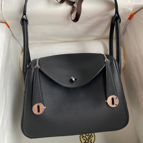 Hermes Lindy 26 Handmade Bag In Black Clemence Leather HMSKOZ91UBW