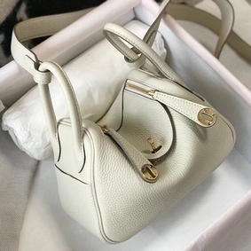 Hermes Lindy Mini Bag In White Clemence Leather GHW HMSHAXK7X2O