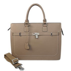 New Hermes Mens Kelly Briefcase Calf Leather H5229 Gray HMSJK895SAT