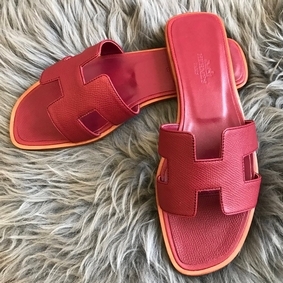 Hermes Oran Slide Sandals In Ruby Epsom Calfskin 1:1 Replica HMSV55TV2SC