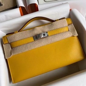 Hermes Original swift Leather KEL2278 yellow&Silver-Tone Metal HMS27U8FFGO