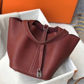 AAA Hermes Picotin Lock 18 Bag In Bordeaux Clemence Leather HMSJK7NCY7B