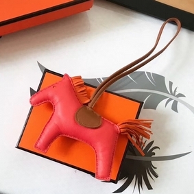 Hermes Rodeo Horse Bag Charm In Piment/Camarel/Orange Leather Replica HMSLFH8JJ6T