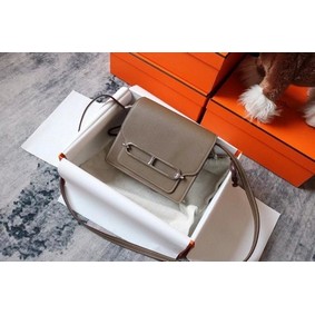 High Quality Hermes Roulis 19cm Evercolor 9D H9003 dark gray&Silver HMSQA94X468
