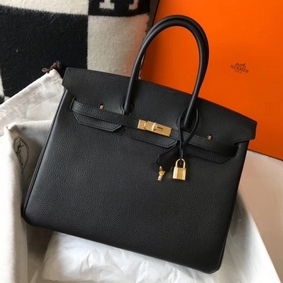 Hermes Birkin 35cm Bag In Black Clemence Leather GHW Replica HMSTNV2WXF7