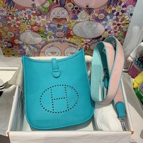 Hermes Evelyne original togo leather mini Shoulder Bag H15698 Lake green HMS26C53DAB