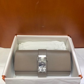 Hermes H Medor swift Leather Clutch 37566 gray&Silver hardware Replica HMS1180CRKB
