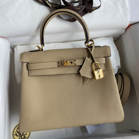 Hermes Kelly Retourne 25 Handmade Bag In Trench Clemence Leather HMS1D6Q49N7