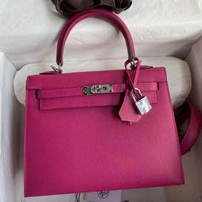 Hermes Kelly Sellier 25 Handmade Bag In Rose Purple Epsom Calfskin 1:1 Replica HMSI49G8P0O