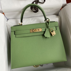 Copy Hermes Kelly Sellier 28 Handmade Bag In Vert Criquet Epsom Calfskin HMS1OD006A4