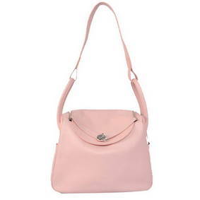 Hermes Lindy 30CM Havanne Handbags 1057 Pink Leather Silver Hardware Handbags HMSJVH9ER19