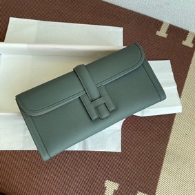 Hermes Original Espom Leather Clutch 37088 Almond green Replica HMSYMQ2DEBX