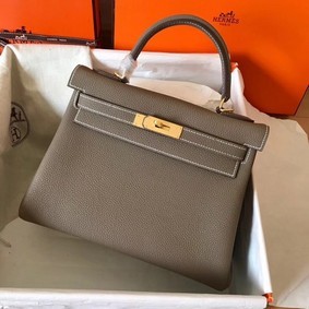 Hermes original Togo leather kelly bag KL320 dark grey 1:1 Replica HMS8Q5V966Z