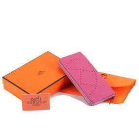 Hermes Togo Leather Perforated Zippy Wallet 9032 Roseo Replica HMS8H91NVZE
