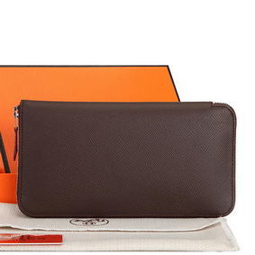 Imitation Hermes Zipper Wallet Original Saffiano Leather A309 Brown HMSTSH9RA5F